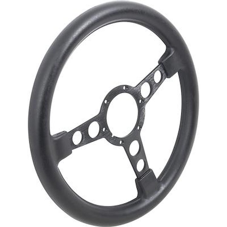 A8100302 1969-76 Firebird, GTO, Lemans, Tempest; Formula Steering Wheel; 3-7/8 in. Black Molded Grips; Black Anodized Spokes