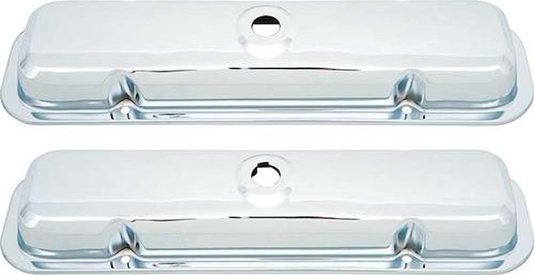 A8700118 1964-81 Pontiac 301-455ci; Valve Covers; Chrome; w/o Drippers