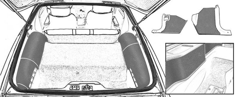 1982-92 Camaro / Firebird - Cargo Area Side Carpet Set - Medium Gray