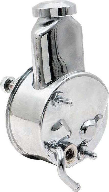 A9500148 Chrome Power Steering Pump With "Banjo Style" Reservoir 1969 Camaro, Nova; Small Block; V8