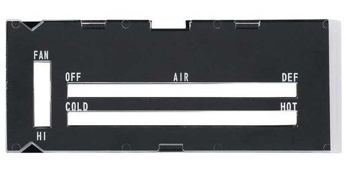 A9600108 1970-72 Camaro; Heater Control Lens; with Black Backing Paper; without AC