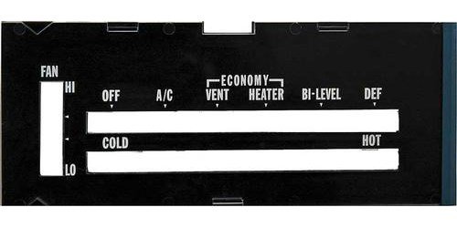 A9600113 1974-75 Camaro; Heater Control Lens; with Air Conditioning; with OE Style Black Backing Paper