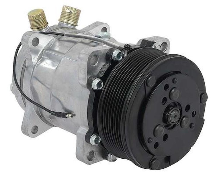 AC6698N Sanden 508 Style A/C Compressor w/ 8-Rib Serpentine Clutch Pulley, Natural Finish, SD508/SD5H14