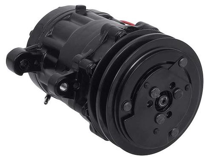 AC7170B Sanden 706 Style "Peanut" A/C Compressor w/ 2-Groove V-Belt Clutch Pulley - Black Finish - SD7B10