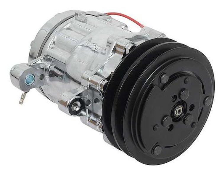 AC7170C Sanden 706 Style "Peanut" A/C Compressor w/ 2-Groove V-Belt Clutch Pulley - Chrome Finish - SD7B10