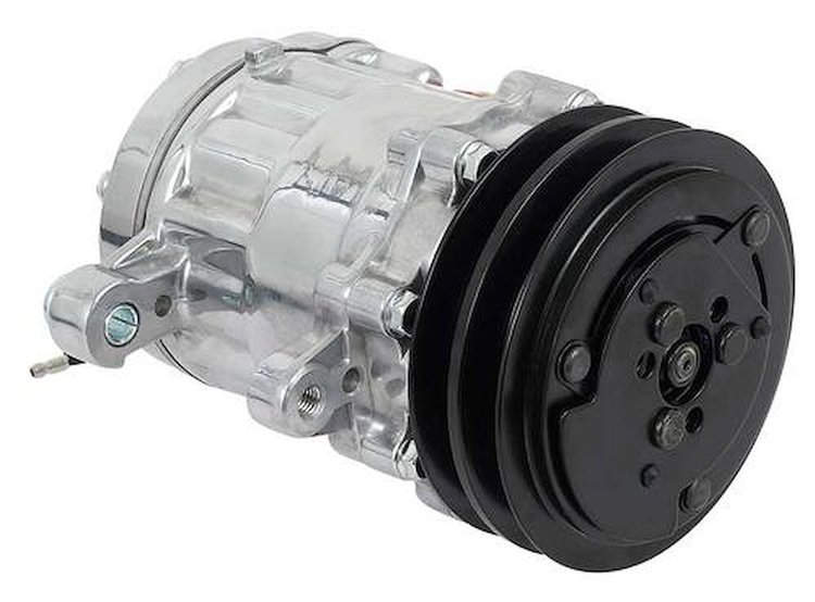 AC7170P Sanden 706 Style "Peanut" A/C Compressor w/ 2-Groove V-Belt Clutch Pulley - Polished Finish - SD7B10