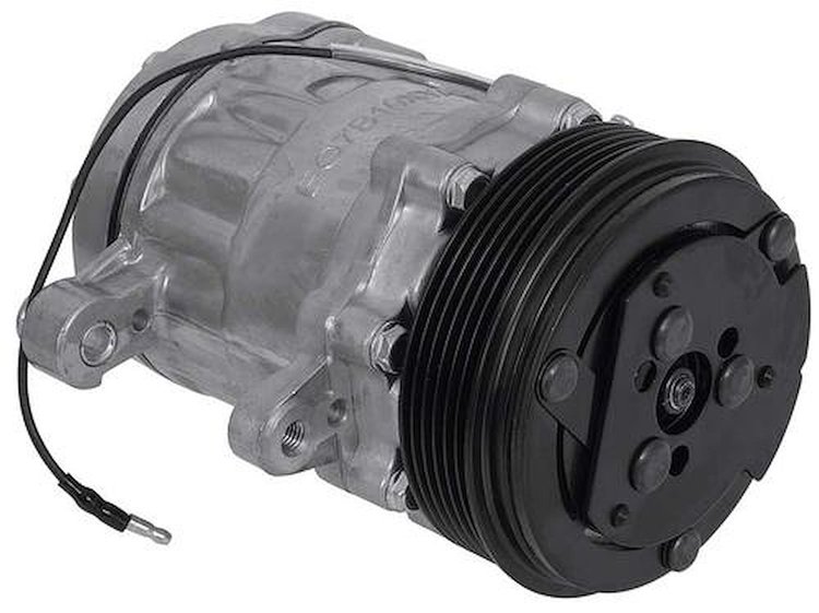 AC7176N Sanden 706 Style "Peanut" A/C Compressor w/ 6-Rib Serpentine Clutch Pulley - Natural Finish - SD7B10