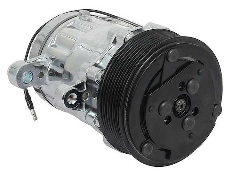 AC7178C Sanden 706 Style "Peanut" A/C Compressor w/ 8-Rib Serpentine Clutch Pulley - Chrome Finish - SD7B10