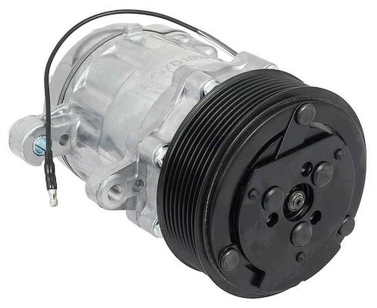AC7178N Sanden 706 Style "Peanut" A/C Compressor w/ 8-Rib Serpentine Clutch Pulley - Natural Finish - SD7B10