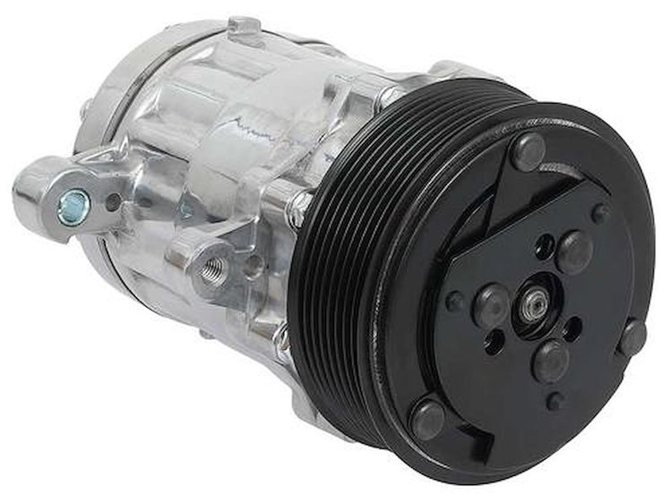 AC7178P Sanden 706 Style "Peanut" A/C Compressor w/ 8-Rib Serpentine Clutch Pulley - Polished Finish - SD7B10