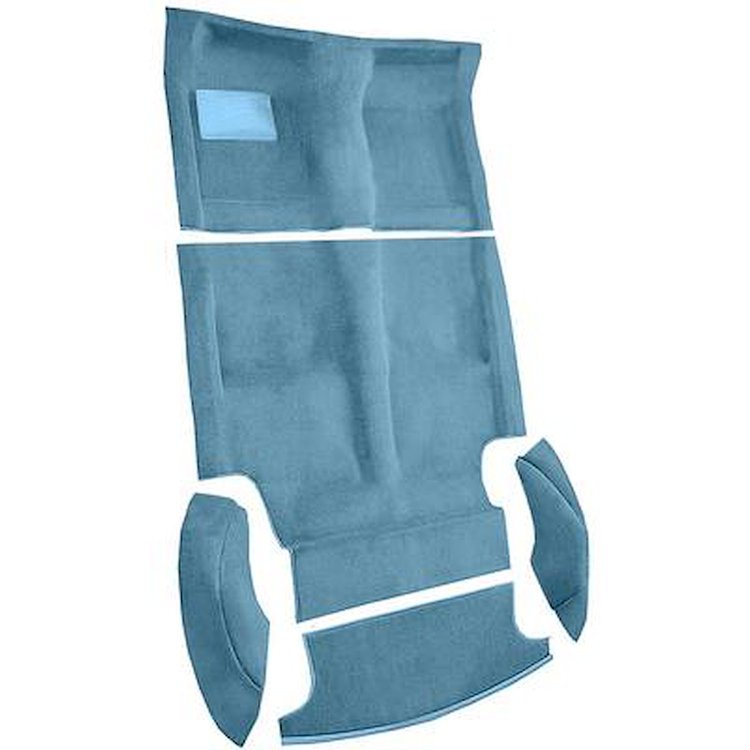 AM1188541 1969-70 American Motors AMX; 4-Speed Shifter; 5-Piece Complete Molded Carpet Set; Cutpile; Ocean Blue / Bright Blue