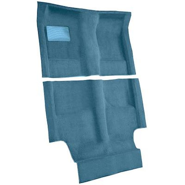 AM1212441 1969-70 American Motors AMX; 4-Speed Shifter; 2-Piece Passenger Area Carpet Set; Cutpile; Ocean Blue / Bright Blue
