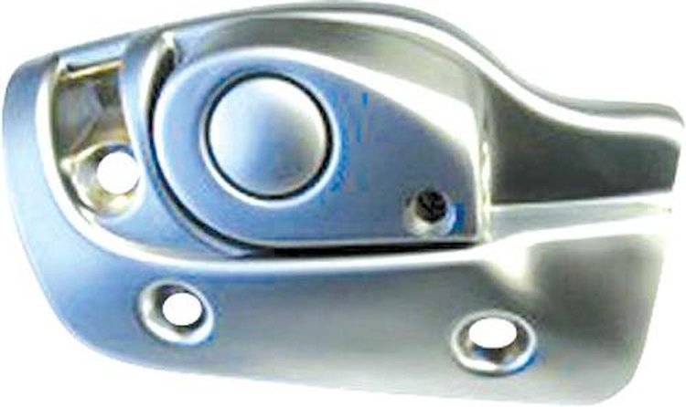 B9263L 1965-70 Impala, GM Full Size; Convertible Sunvisor Support Bracket; Brushed Chrome; Drivers Side