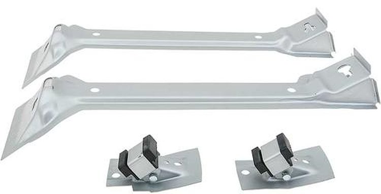 C2480W 1970-73 Camaro, Firebird; Fuel Tank Brace Set; 4 Piece Set; Silver Weld Thru Primer