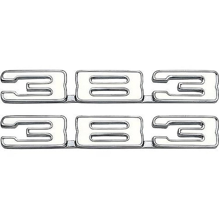 C38368 1968-81 Chevrolet, Classic Style "383" Front Fender Emblems, Pair,