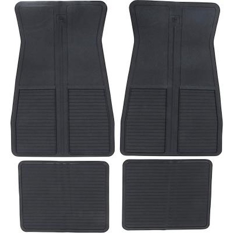 CM65101 1973-87 GM, Rubber Floor Mat Set, with GM Logo, Factory Style, Set of 4, Black