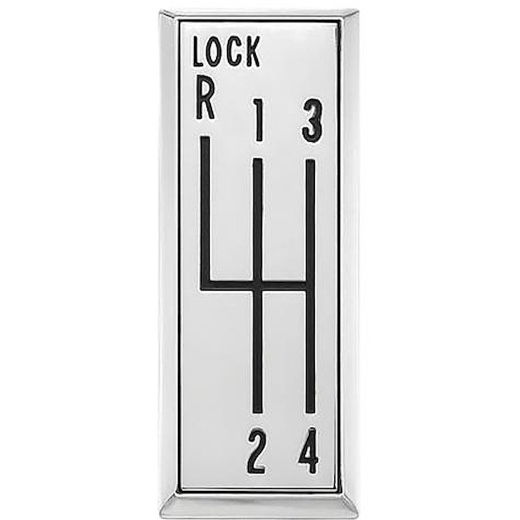 CP12475T 1964-1969 Oldsmobile Cutlass, 442; Shift Pattern Plate; With in.LOCK in.