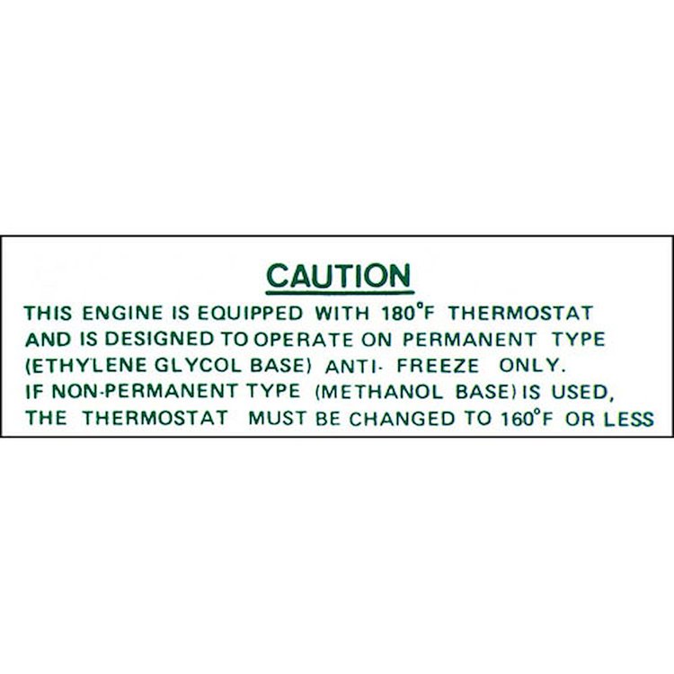 Cooling System Warning Decal 1967-1969 Camaro/Corvette/Nova