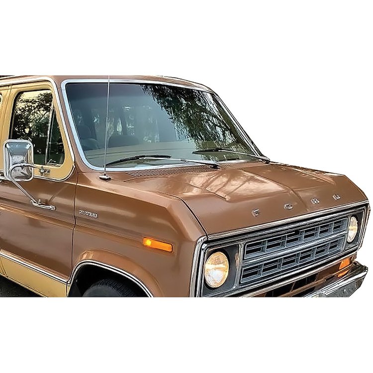 DW837T 1975-91 Ford Econoline Van; Front Windshield Glass; Light Green Tint; with Blue/Green Upper Shaded Band