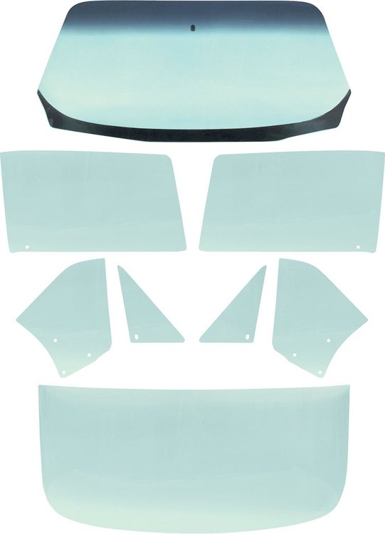 E350T 8-Piece Glass Kit 1967 Camaro/Firebird Coupe; Light Green Tint