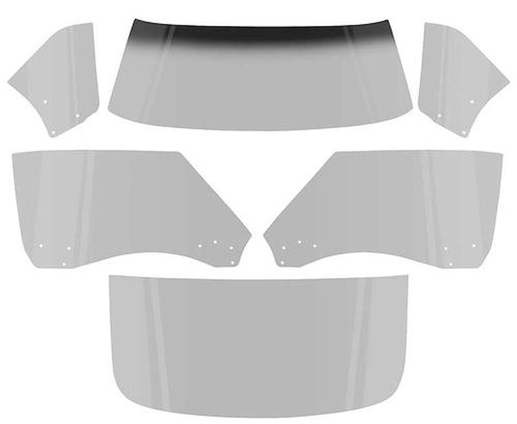 E351S Glass Kit 1968-69 Camaro/Firebird Coupe; 6 Piece; Smoke Gray