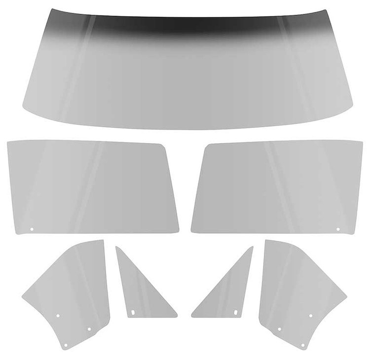 E352S Glass Kit 1967 Camaro/Firebird Convertible; 7 Piece; Smoke Gray Tint