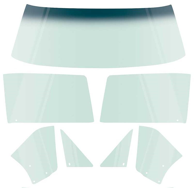 E352T Glass Kit 1967 Camaro/Firebird Convertible; 7-Piece; Light Green Tint