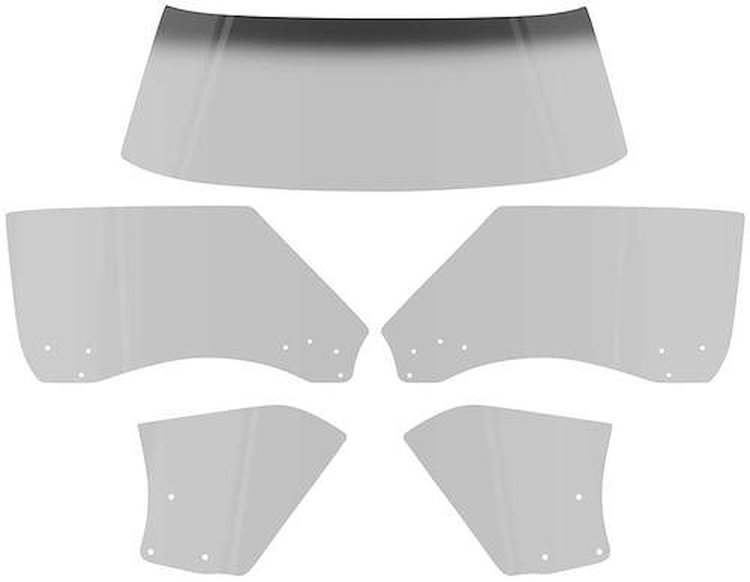 E353S Glass Kit 1968-69 Camaro/Firebird Convertible; 5 Piece; Smoke Gray Tint