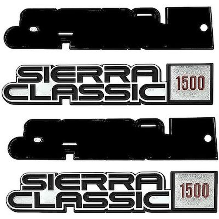 EM1709K 1981-86 GMC C/K, 1989 GMC R/V Truck, SUV, Fender Emblem Set, Sierra Classic 1500