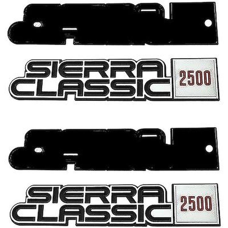 EM1710K 1981-86 GMC C/K, 1989-91 GMC R/V Truck, SUV; Fender Emblem Set; Sierra Classic 2500