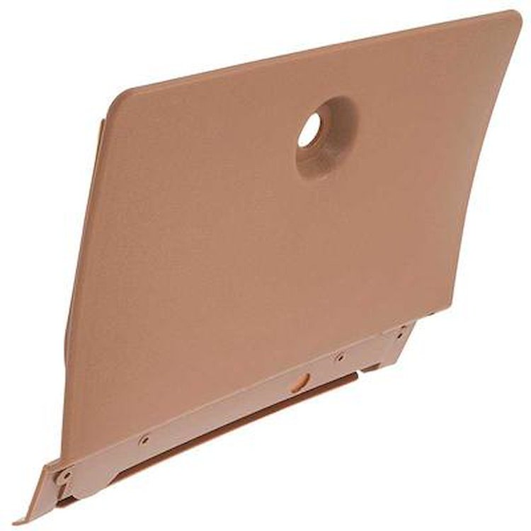 F10065 1970-81 Firebird, Trans Am; Glove Box Door Cover; Without AC; Plastic Cover Only; Without Steel Door; Camel Tan