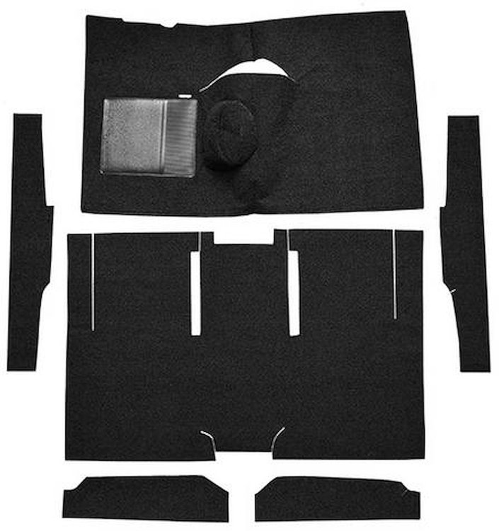 F9161001 1960-65 Falcon/Comet 2-Door Sedan/Ranchero L6 w/ Floor Shift; Cut & Sewn; Loop Carpet; Kit; Black