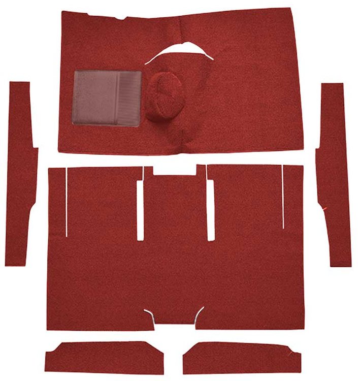 F9161002 1960-65 Falcon/Comet 2-Door Sedan/Ranchero L6 w/ Floor Shift; Cut & Sewn; Loop Carpet; Kit; Red