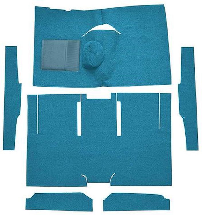 F9161004 1960-65 Falcon/Comet 2-Door Sedan/Ranchero L6 w/ Floor Shift; Cut & Sewn; Loop Carpet; Kit; Bright Blue