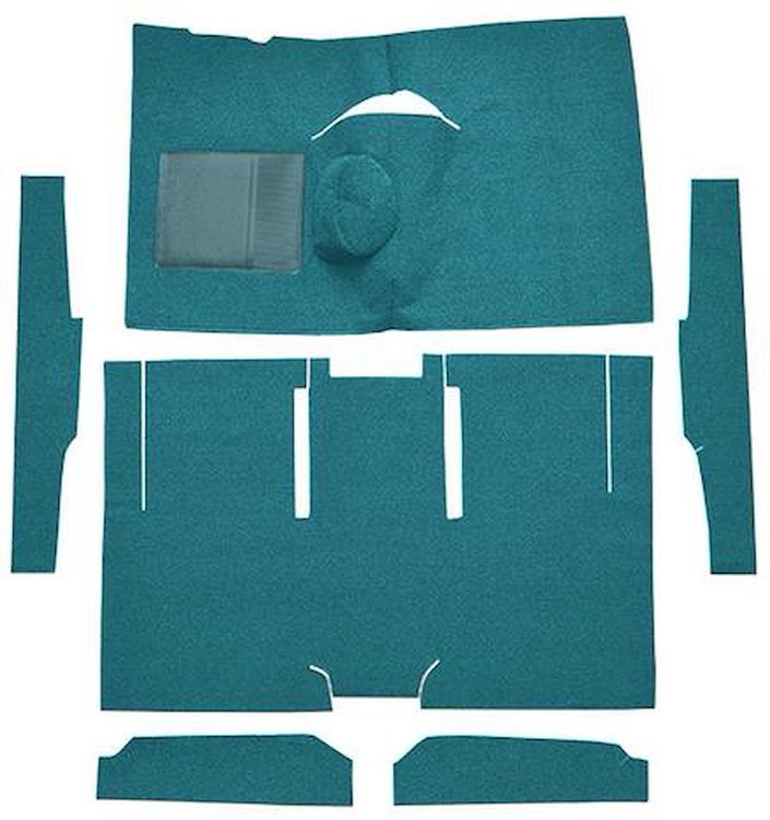 F9161006 1960-65 Falcon/Comet 2-Door Sedan/Ranchero L6 w/ Floor Shift; Cut & Sewn; Loop Carpet; Kit; Aqua