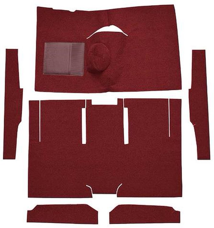 F9161015 1960-65 Falcon/Comet 2-Door Sedan/Ranchero L6 w/ Floor Shift; Cut & Sewn; Loop Carpet; Kit; Maroon