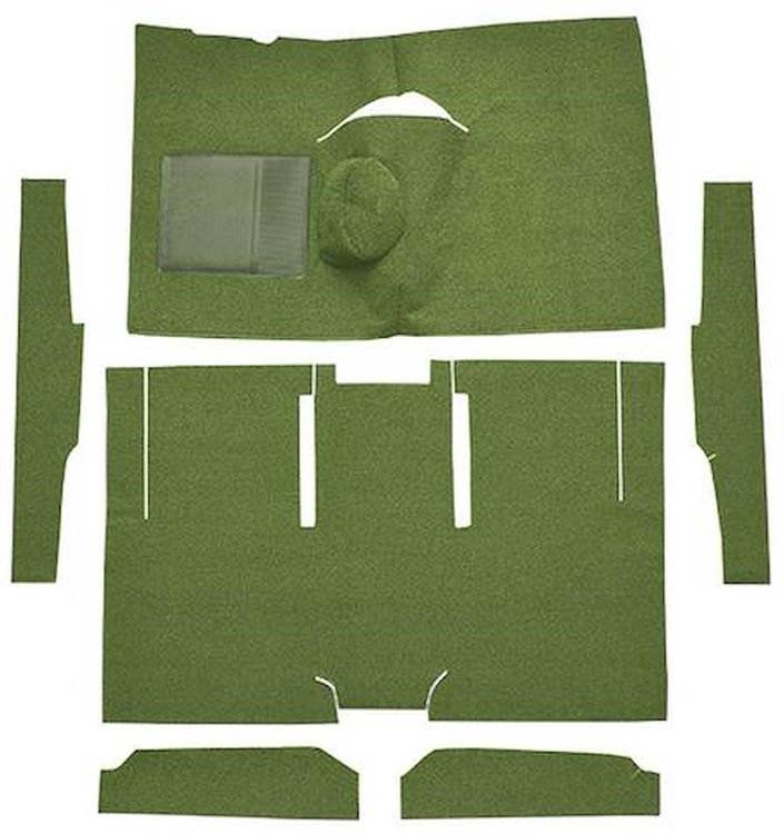 F9161019 1960-65 Falcon/Comet 2-Door Sedan/Ranchero L6 w/ Floor Shift; Cut & Sewn; Loop Carpet; Kit; Moss Green