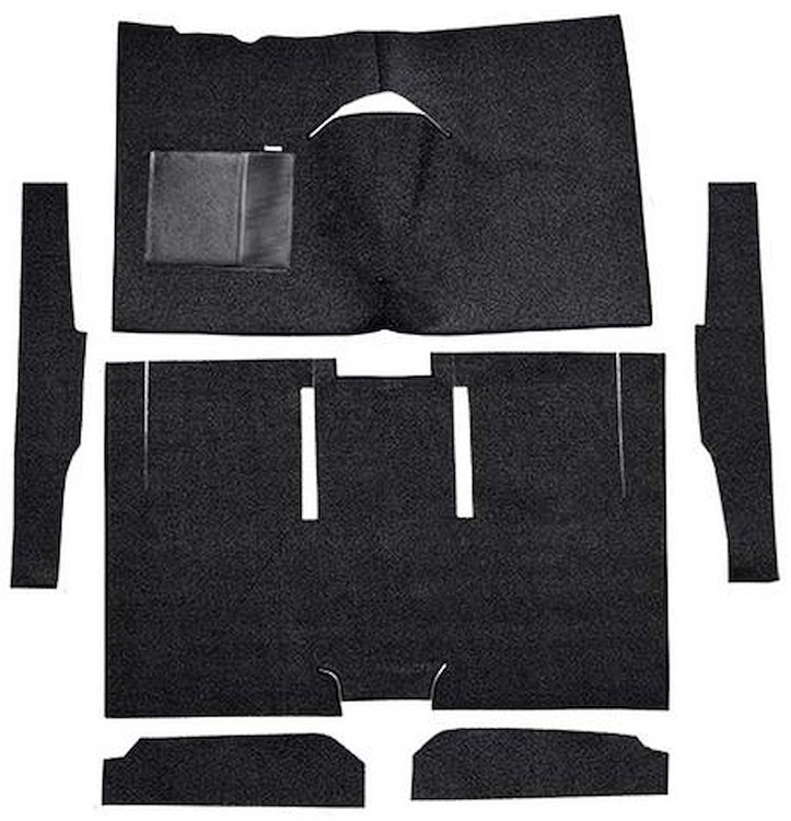 F9161201 1960-65 Falcon/Comet 2-Door Sedan/Ranchero w/ Column Shift; Cut & Sewn; Loop Carpet; Kit; Black