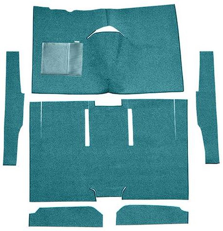 F9161206 1960-65 Falcon/Comet 2-Door Sedan/Ranchero w/ Column Shift; Cut & Sewn; Loop Carpet; Kit; Aqua