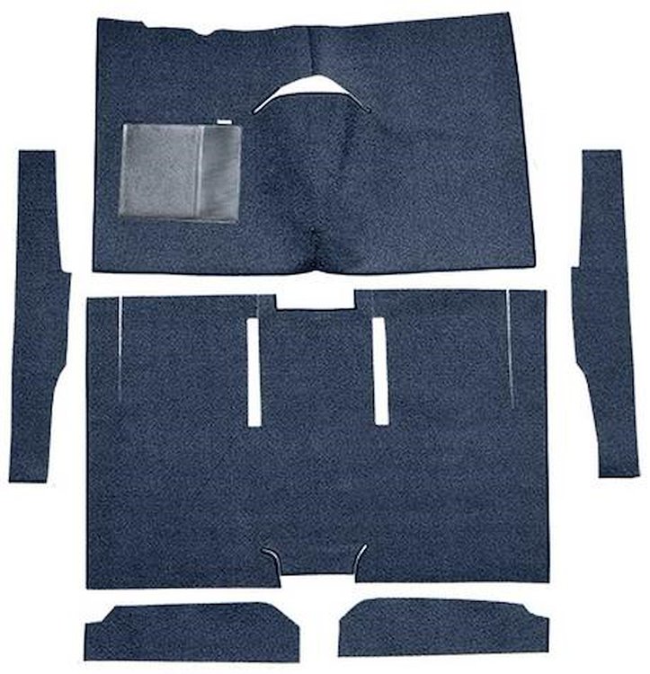 F9161212 1960-65 Falcon/Comet 2-Door Sedan/Ranchero w/ Column Shift; Cut & Sewn; Loop Carpet; Kit; Dark Blue