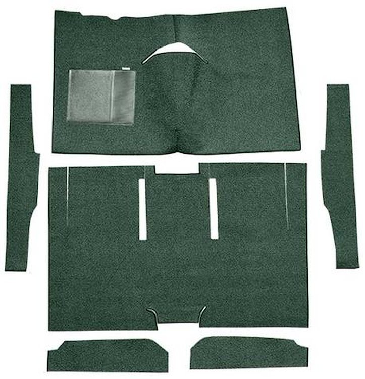 F9161213 1960-65 Falcon/Comet 2-Door Sedan/Ranchero w/ Column Shift; Cut & Sewn; Loop Carpet; Kit; Dark Green
