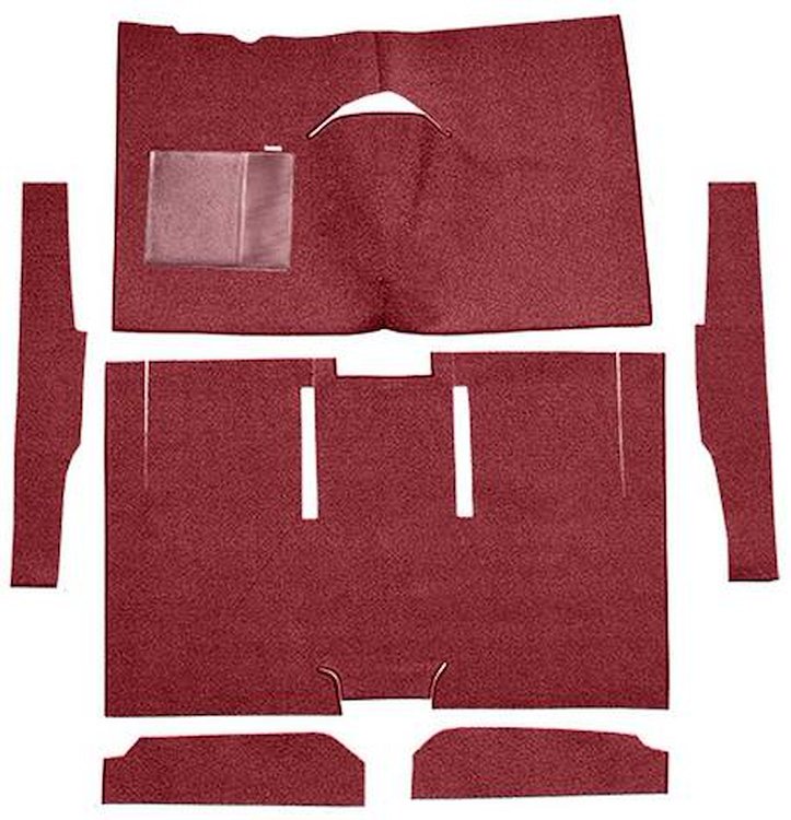 F9161215 1960-65 Falcon/Comet 2-Door Sedan/Ranchero w/ Column Shift; Cut & Sewn; Loop Carpet; Kit; Maroon