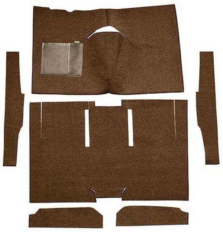 F9161230 1960-65 Falcon/Comet 2-Door Sedan/Ranchero w/ Column Shift; Cut & Sewn; Loop Carpet; Kit; Dark Brown