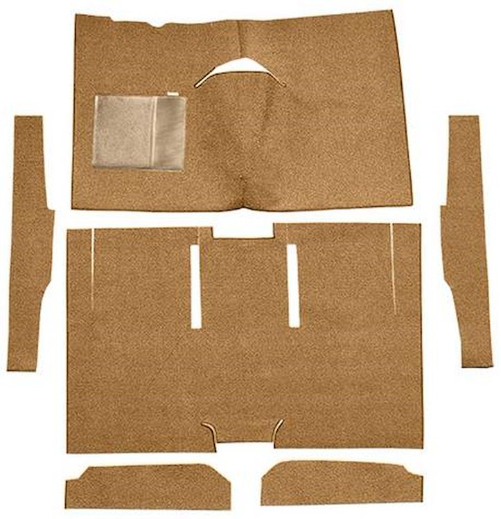 F9161269 1960-65 Falcon/Comet 2-Door Sedan/Ranchero w/ Column Shift; Cut & Sewn; Loop Carpet; Kit; Medium Saddle