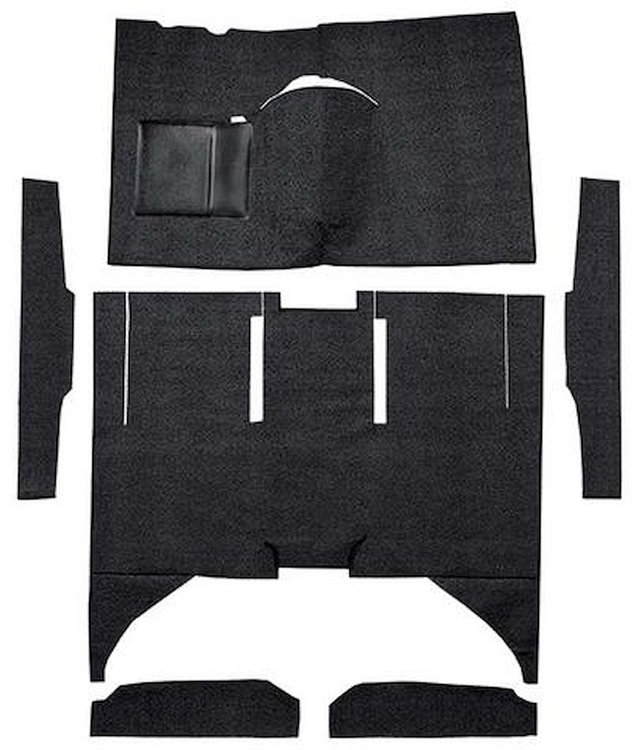 F9161601 1960-65 Falcon/Comet 4-Door Sedan w/ Column Shift Cut & Sewn; Loop Carpet; Kit; Black