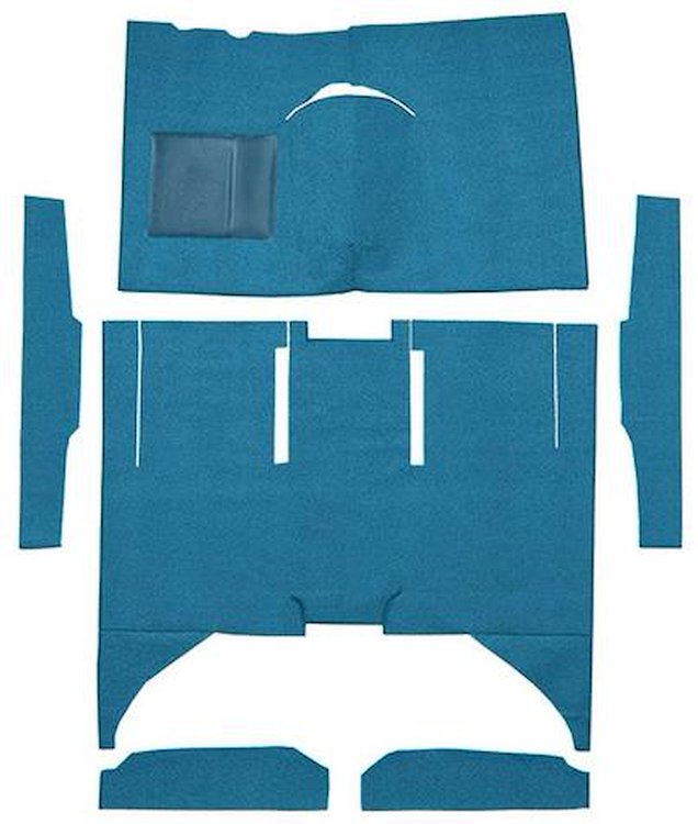 F9161604 1960-65 Falcon/Comet 4-Door Sedan w/ Column Shift Cut & Sewn; Loop Carpet; Kit; Bright Blue