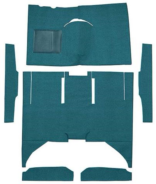 F9161606 1960-65 Falcon/Comet 4-Door Sedan w/ Column Shift Cut & Sewn; Loop Carpet; Kit; Aqua