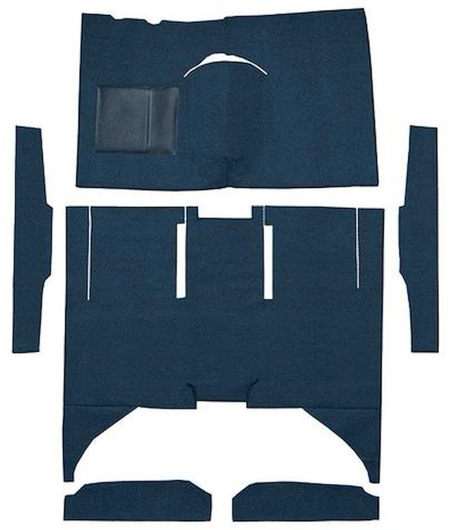 F9161612 1960-65 Falcon/Comet 4-Door Sedan w/ Column Shift Cut & Sewn; Loop Carpet; Kit; Dark Blue
