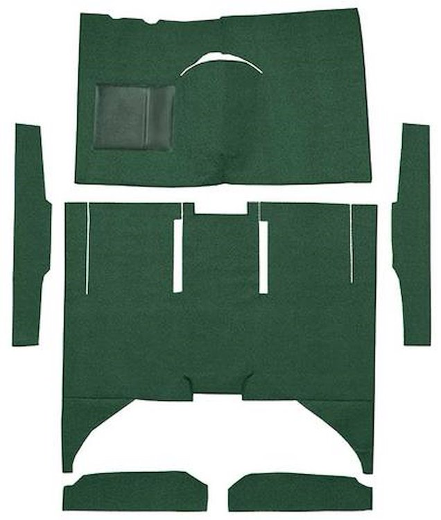 F9161613 1960-65 Falcon/Comet 4-Door Sedan w/ Column Shift Cut & Sewn; Loop Carpet; Kit; Dark Green