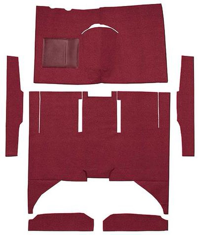 F9161615 1960-65 Falcon/Comet 4-Door Sedan w/ Column Shift Cut & Sewn; Loop Carpet; Kit; Maroon